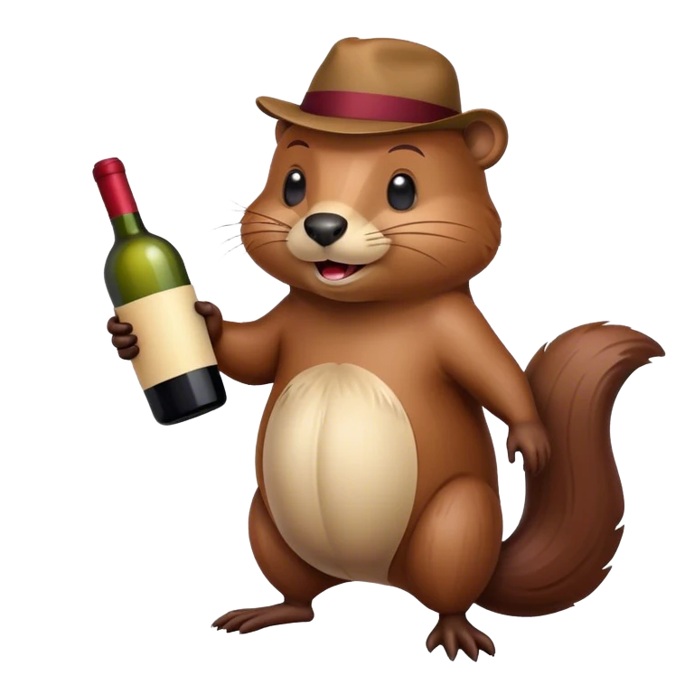 Beaver with wine emoji