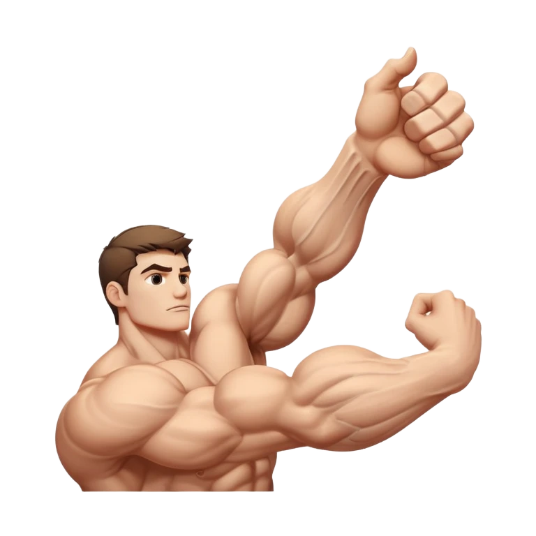 muscular arm of white young man, focus on the arm emoji