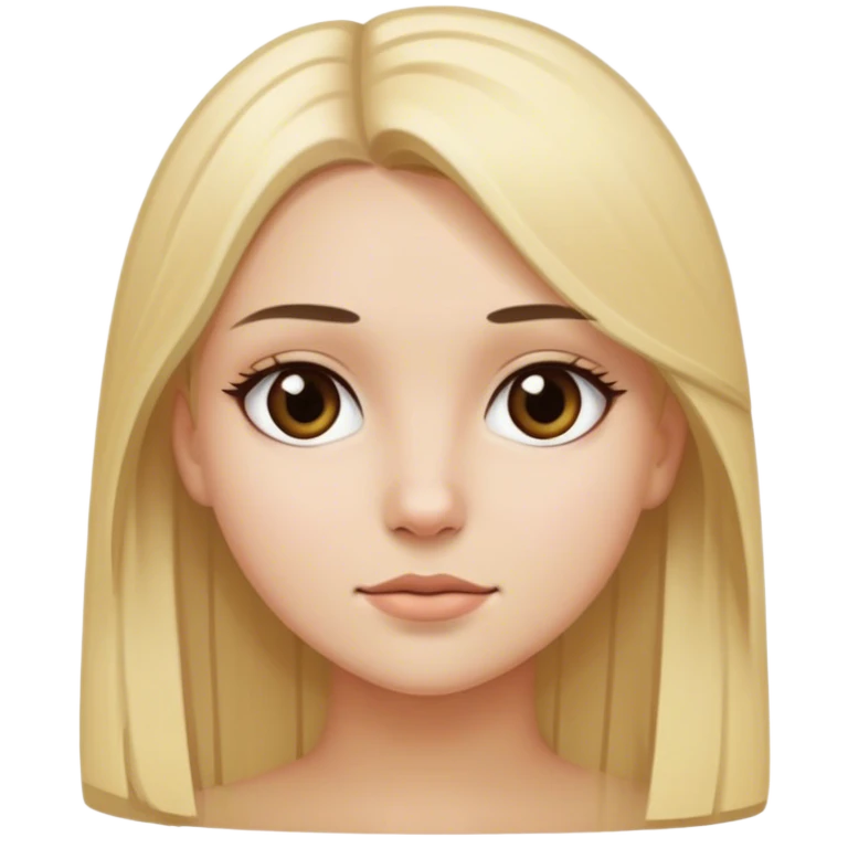 Chica con pelo rubio  y muy liso ojos oscuros y emoji