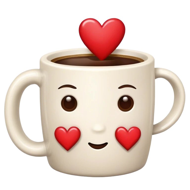 Coffee mug hugging a coffee mug with hearts  emoji