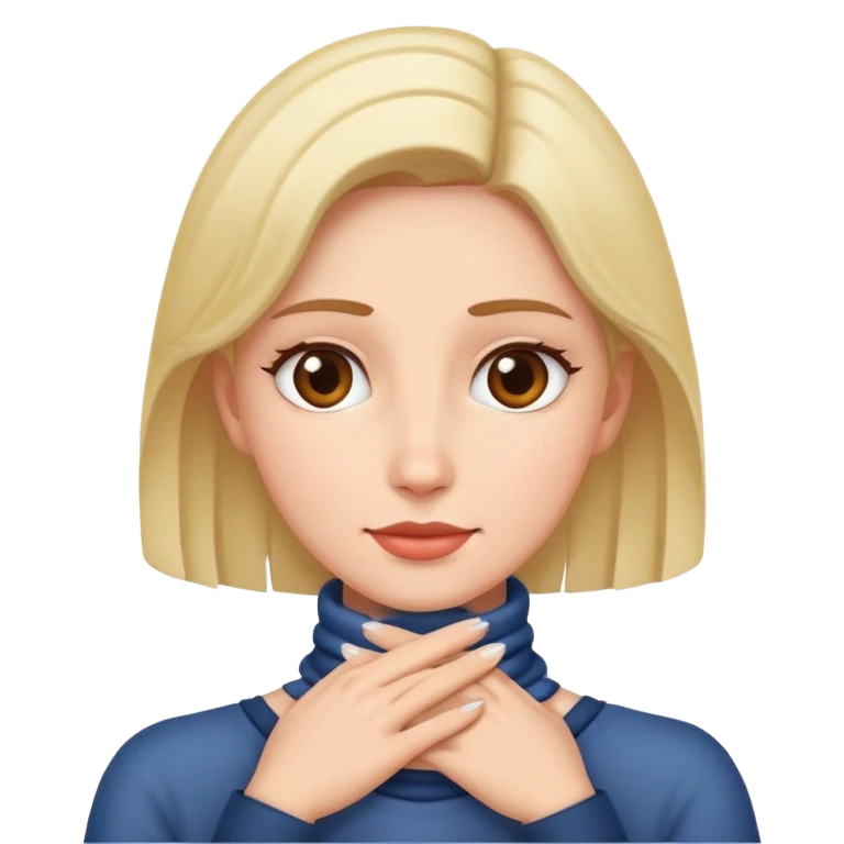 A woman with her hands around her next emoji