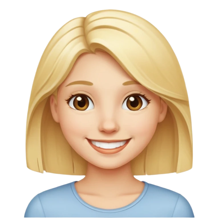 Девушка блондинка улыбается emoji
