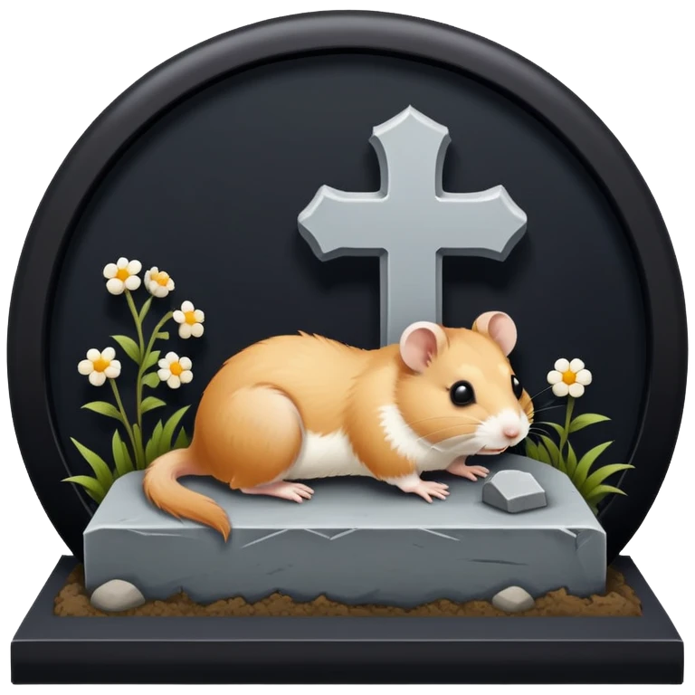 A dead hamster on a grave emoji