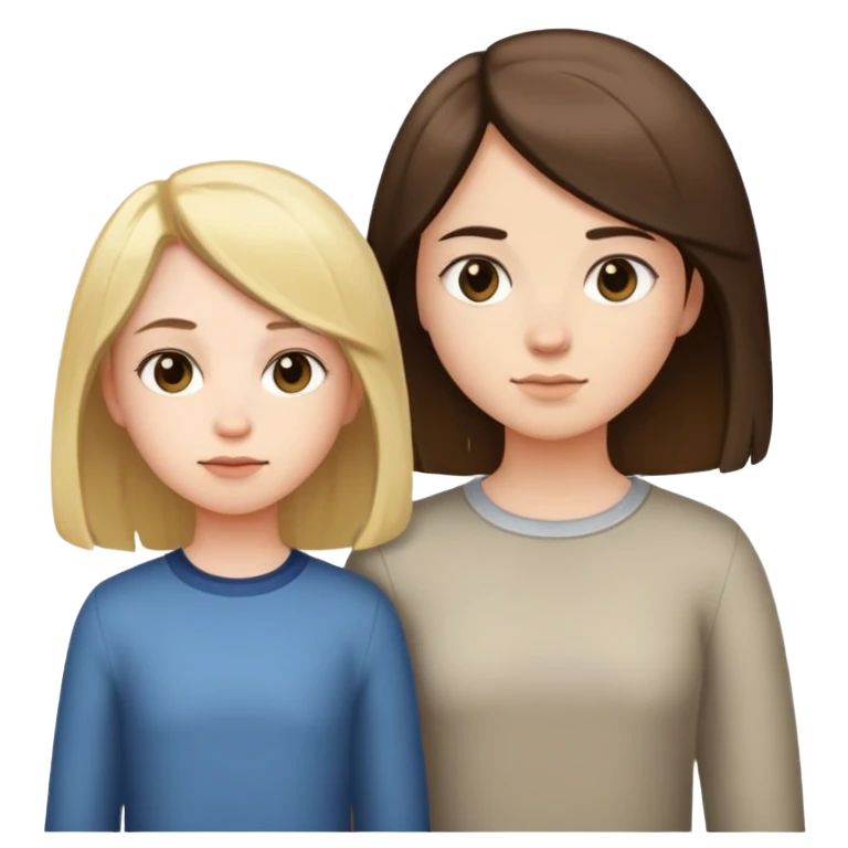 A girl with long hair and a girl with short hair stand side by side emoji