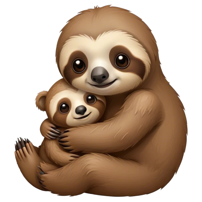 Baby sloth hugging a teddy bear emoji