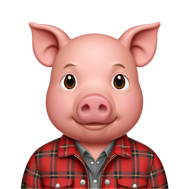 pig man with grey shirt and red plaid jacket emoji