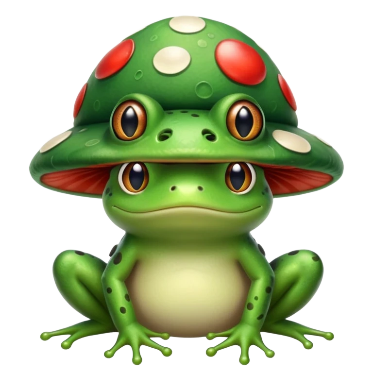 frog wearing mushroom cap emoji