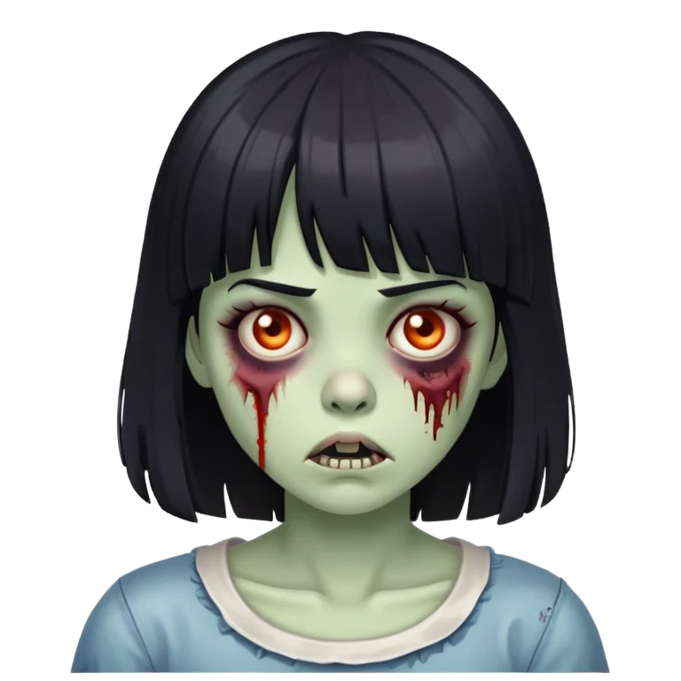 zombie girl with medium black hair with bangs  emoji