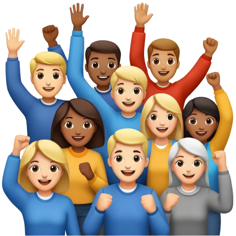 community of people cheering together emoji
