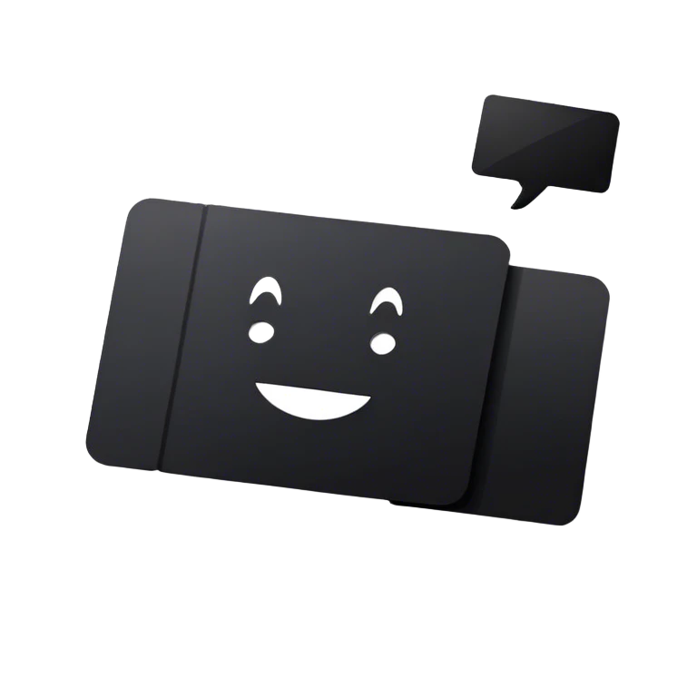 Black card with white letters spelling sarcasm emoji