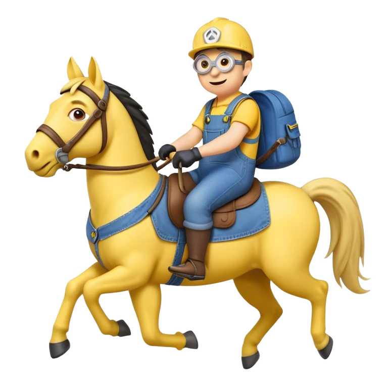 A minion riding a horse emoji