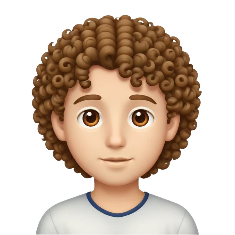 Heart emoji with Caucasian boy with curly hair and brown eyes  emoji