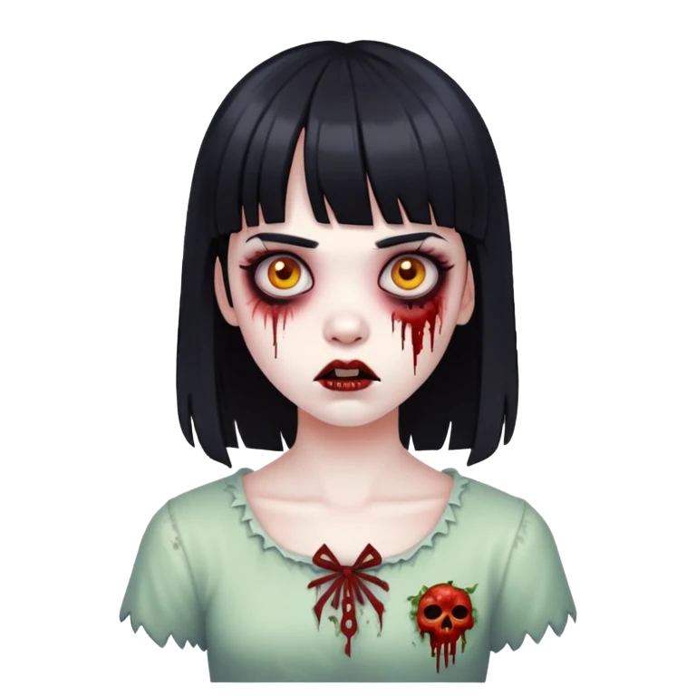 girl zombie with black hair and bangs emoji