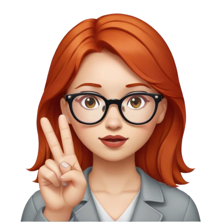Redhead girl with glasses middle finger emoji