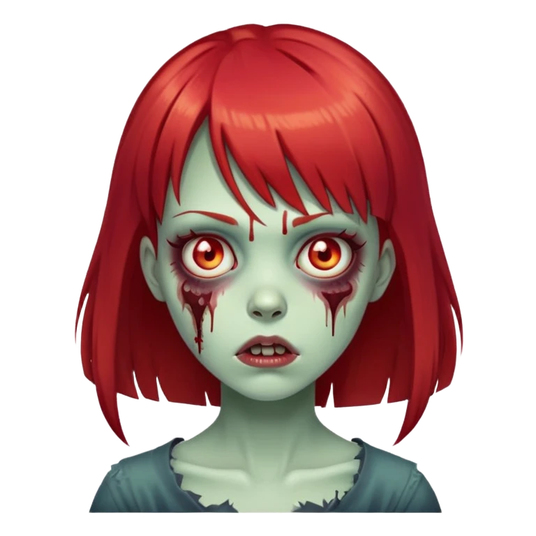 red hair zombie girl with bangs emoji
