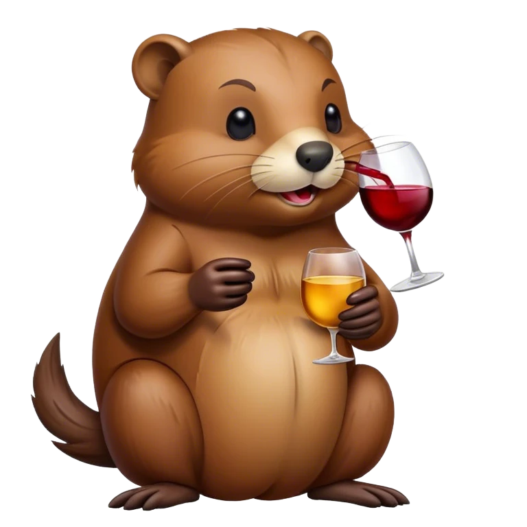 Beaver with wine emoji