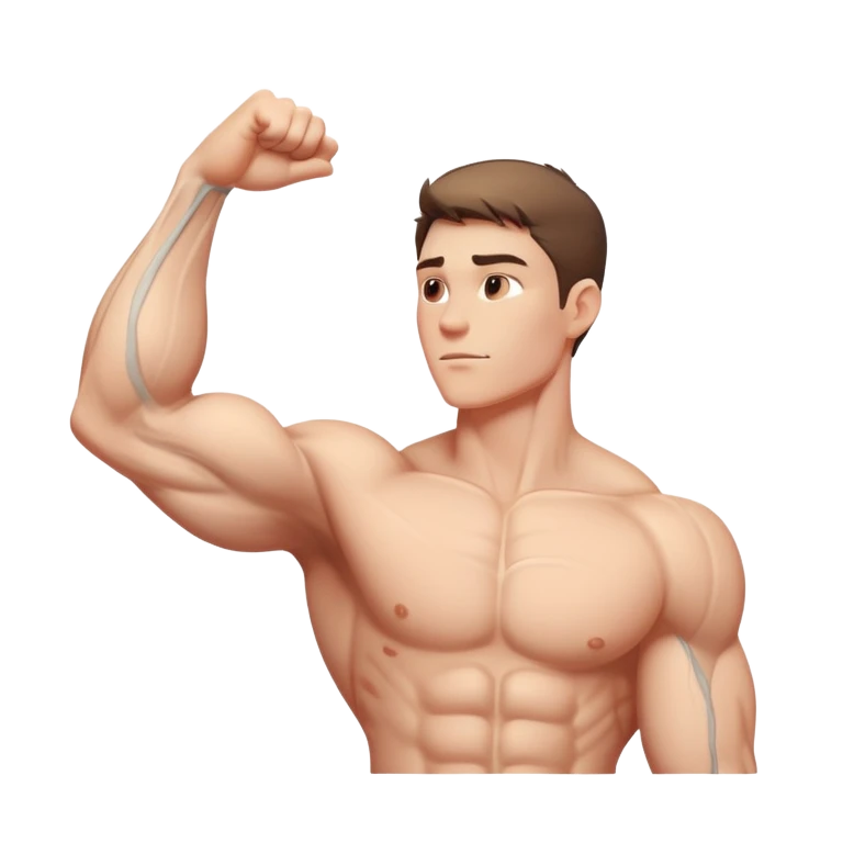 muscular arm of white young man, focus on the arm emoji