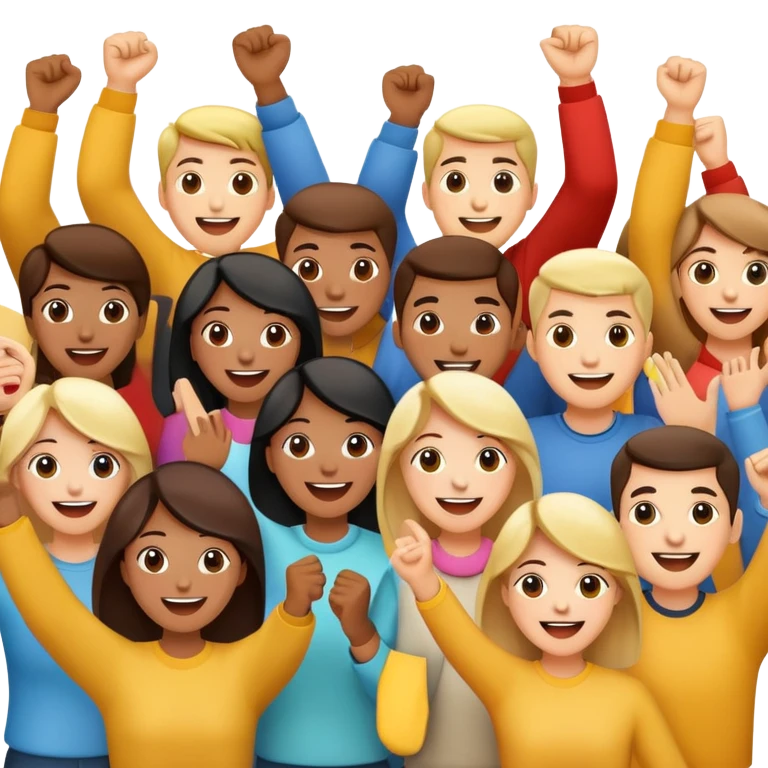 community of people cheering together emoji
