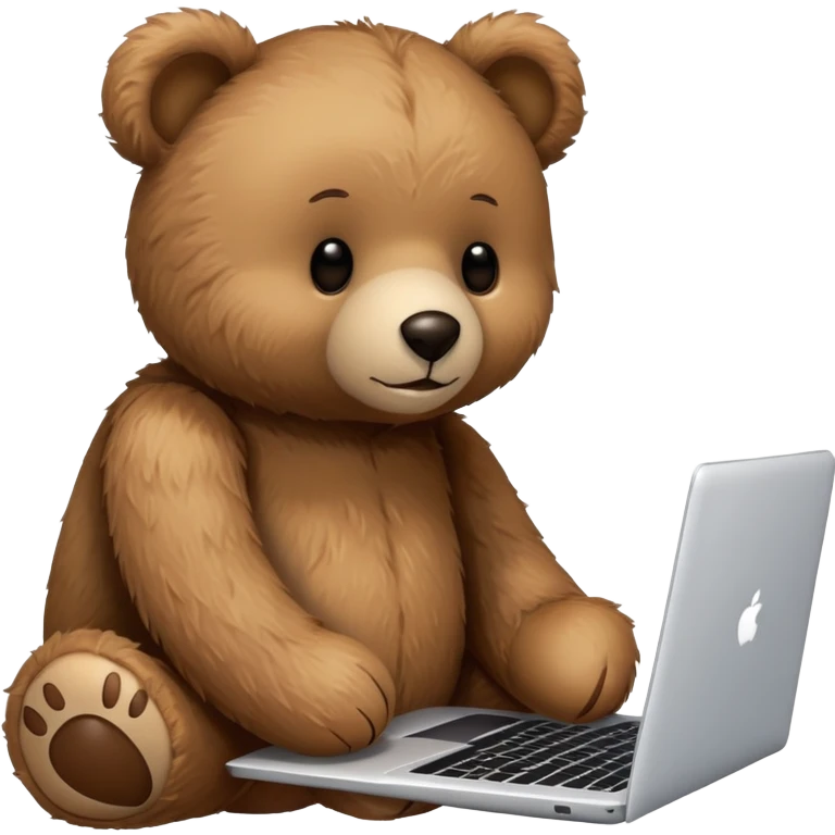 A teddy bear using a laptop. emoji
