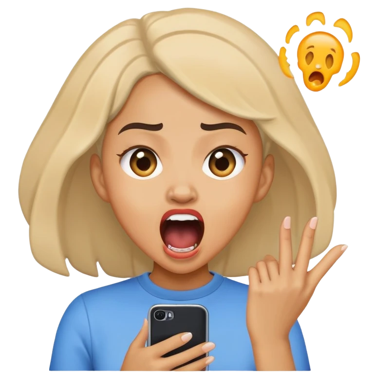 Lightskin girl watching phone screaming  emoji
