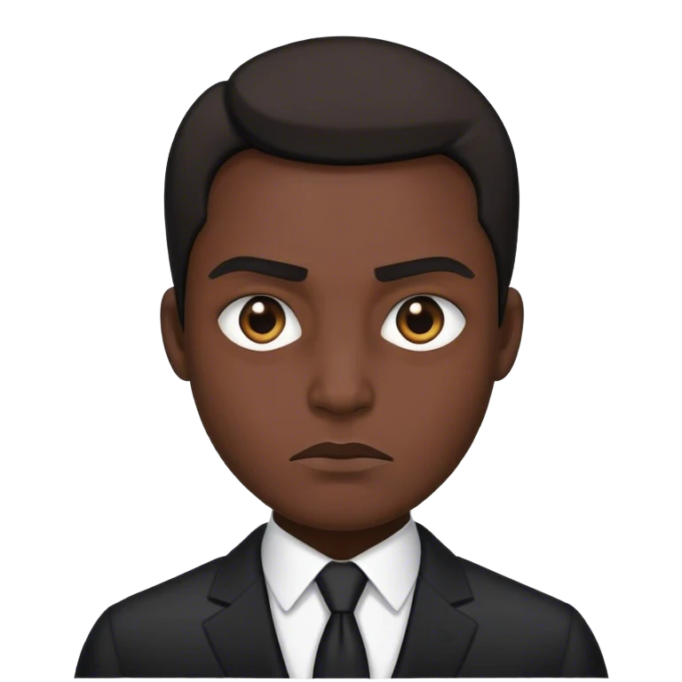 segurança de terno preto, com cara fechada emoji
