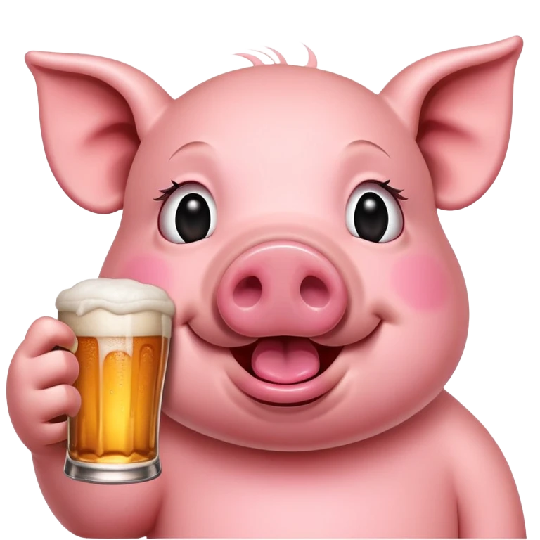 Pig drinking beer emoji
