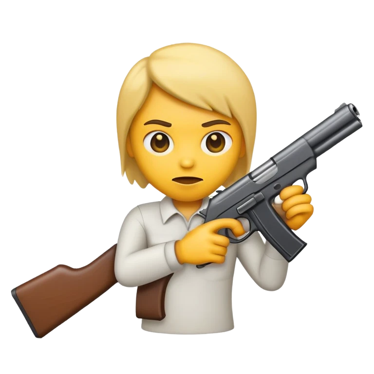 Emoji holding a gun emoji