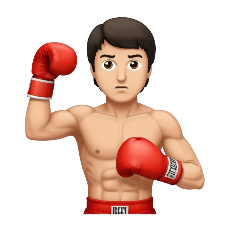 Boxing fighter Rocky Balboa with boxing gloves in fighting stance emoji