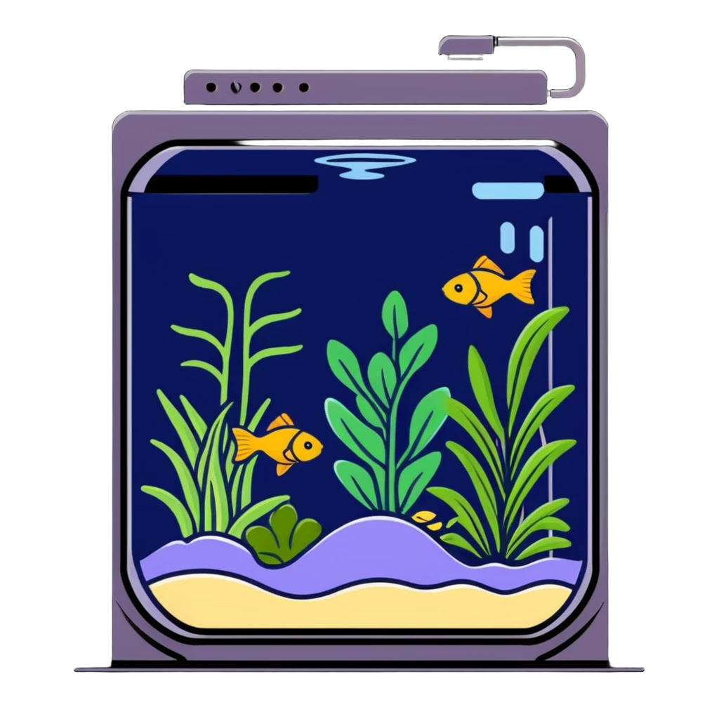 decorative home aquarium with plants emoji