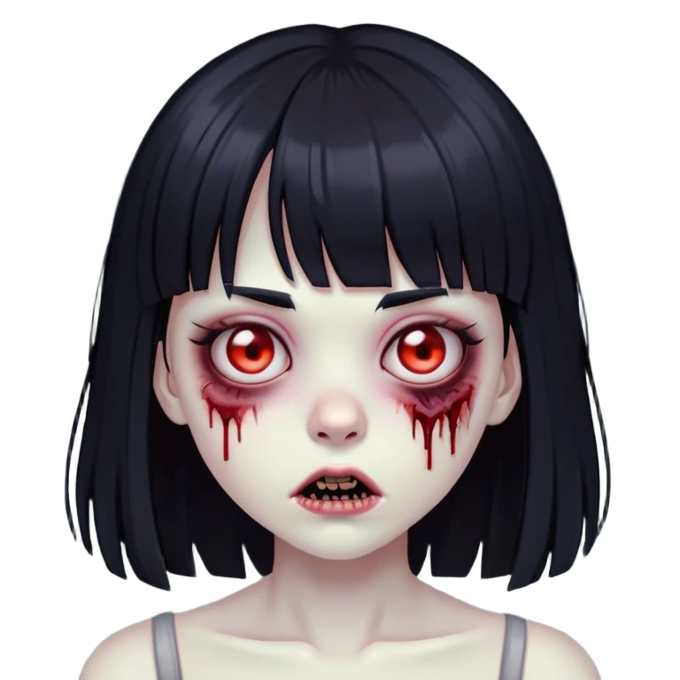 emoji zombie girl with black hair with bangs emoji