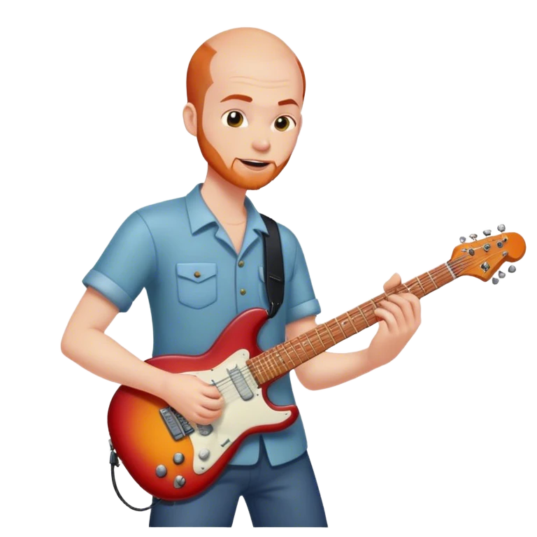 Balding redhead playing electric guitar emoji