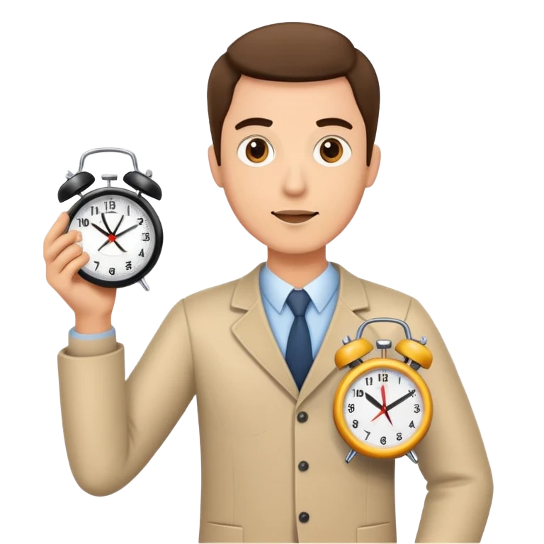 A man holding an alarm clock  emoji