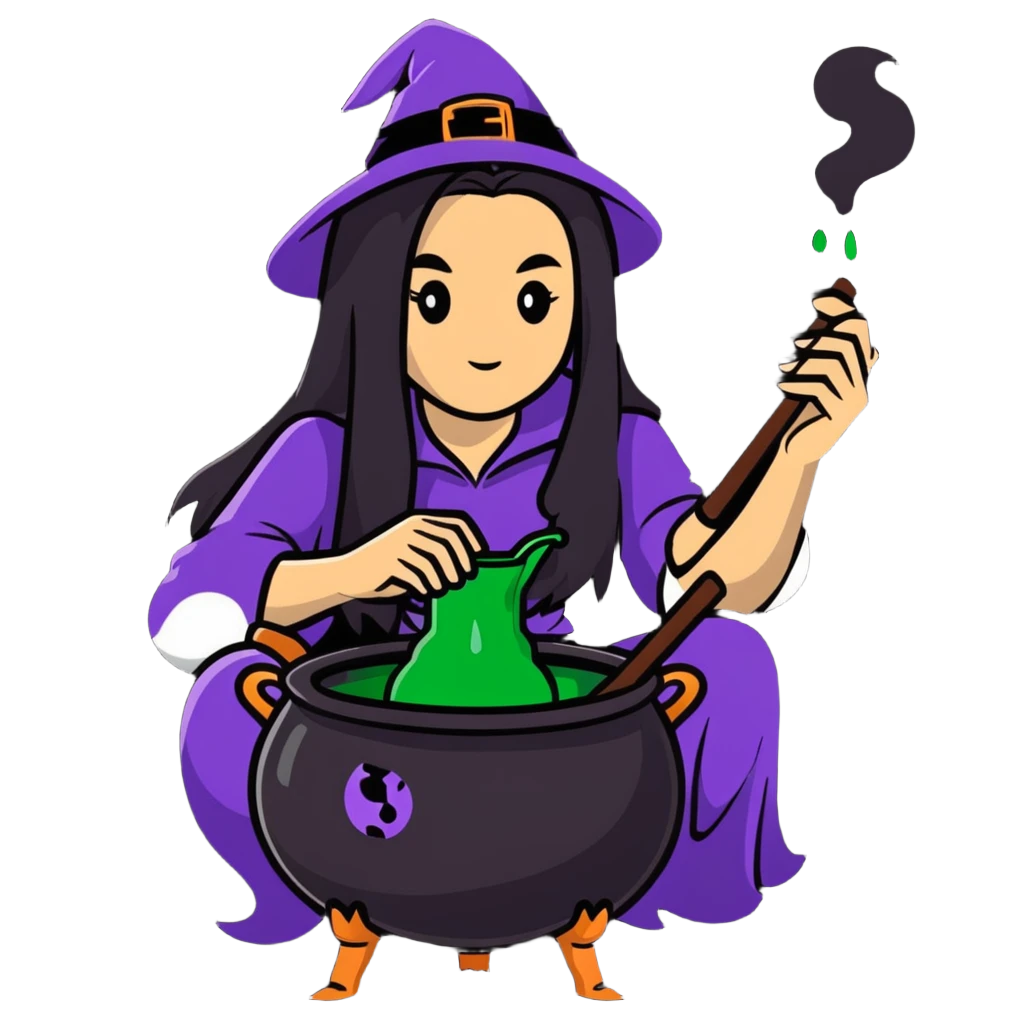 witch brewing potion in cauldron emoji