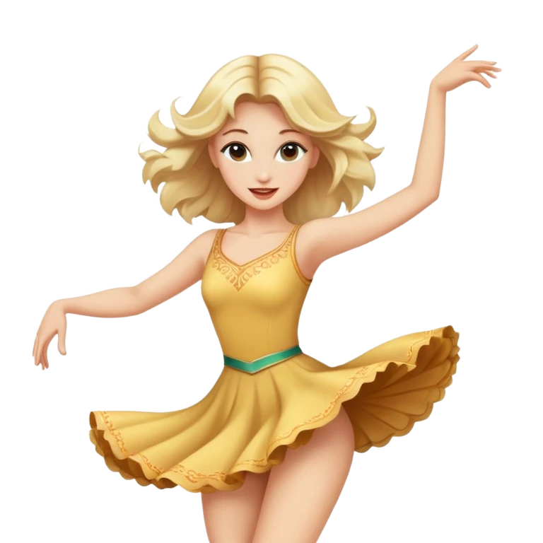 Красивая блондинка танцует emoji