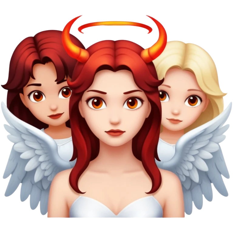 Красивая девушка за которой скрывается демон и ангел  emoji