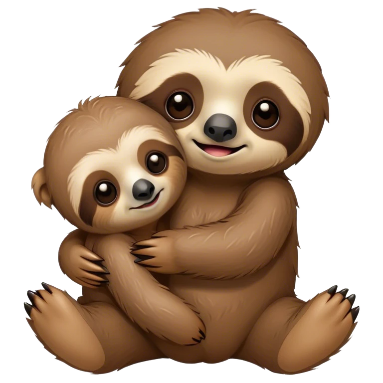 Baby sloth hugging a teddy bear emoji