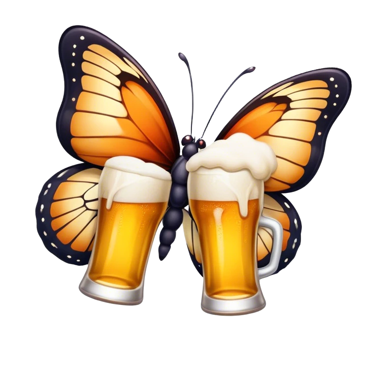 Butterfly drinking beer emoji