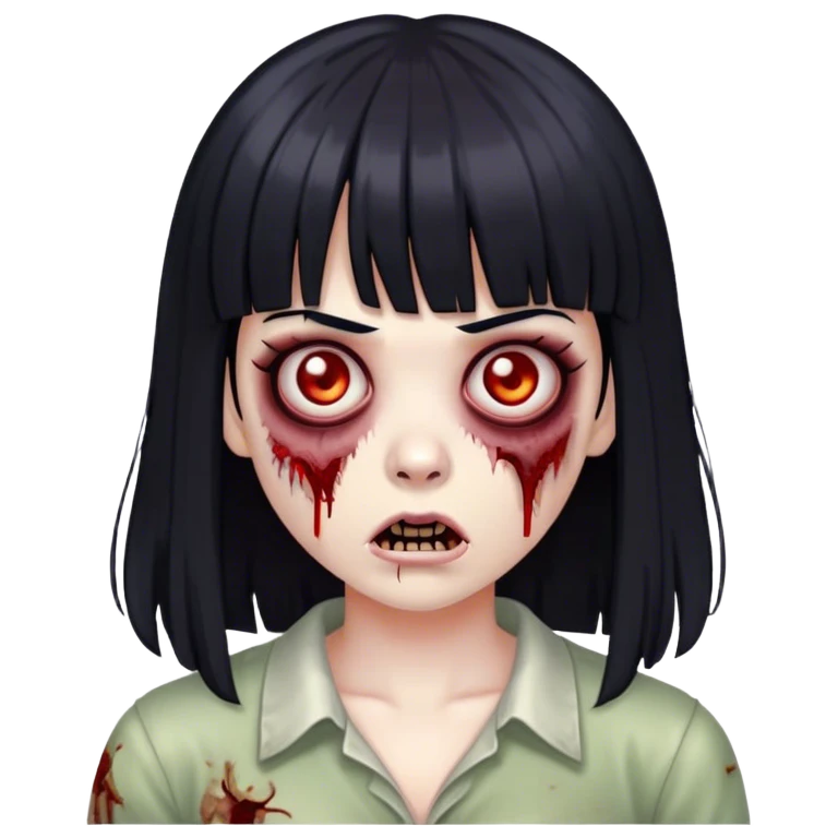 zombie with black hair and bangs emoji
