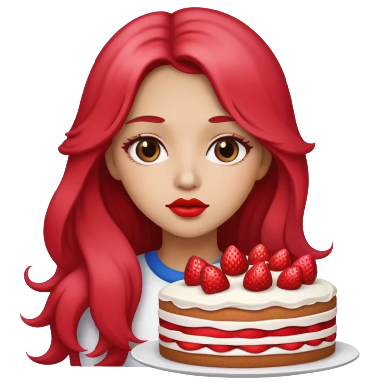 a girl with long hair, Strawberry Short Cake lips color, iOS App Emoji emoji
