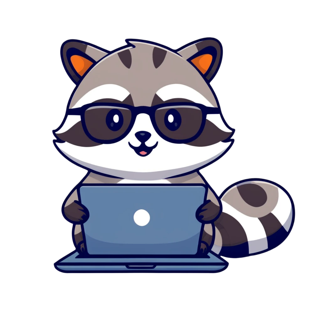 raccoon data scientist with a computer emoji