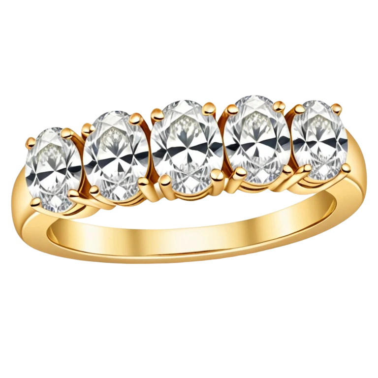 Gold Engagement ring with five oval diamonds same size emoji