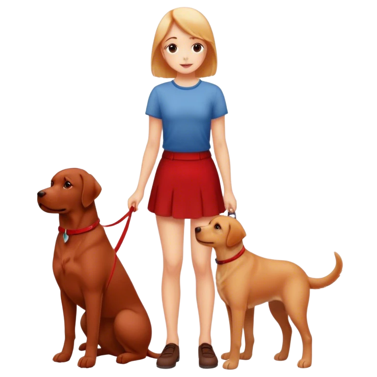 Girl stood next to red Labrador  emoji