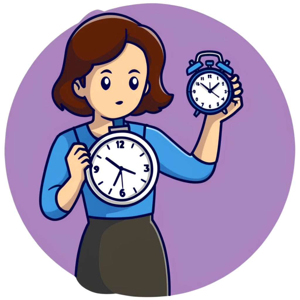 Women with clock in hand emoji