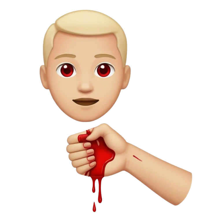 handshake, one hand in blood emoji