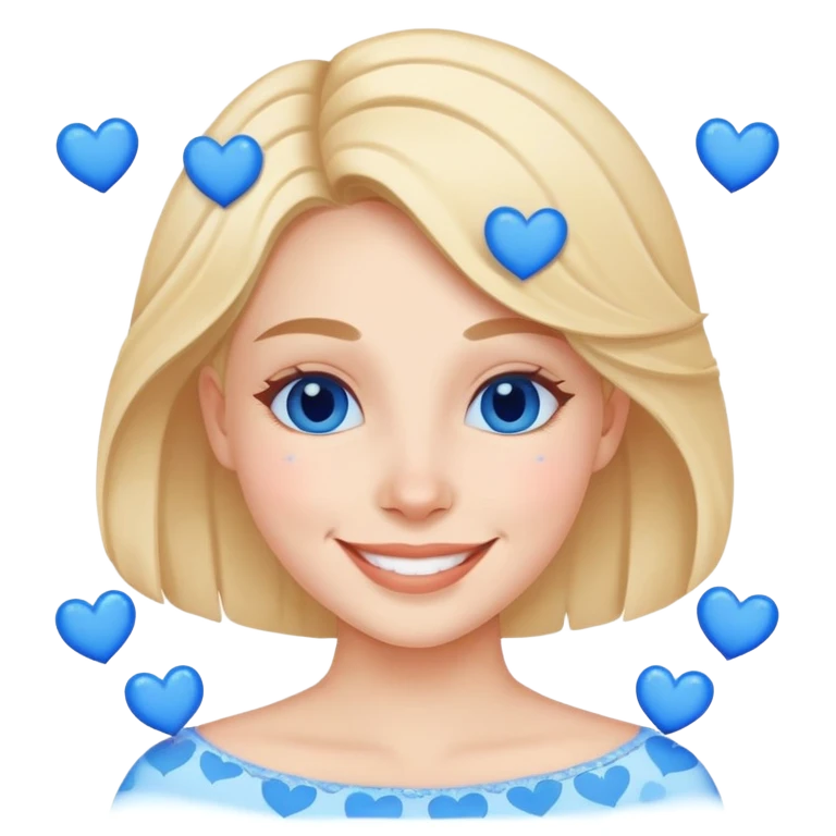 Cara de apaixonada com corações azuis emoji