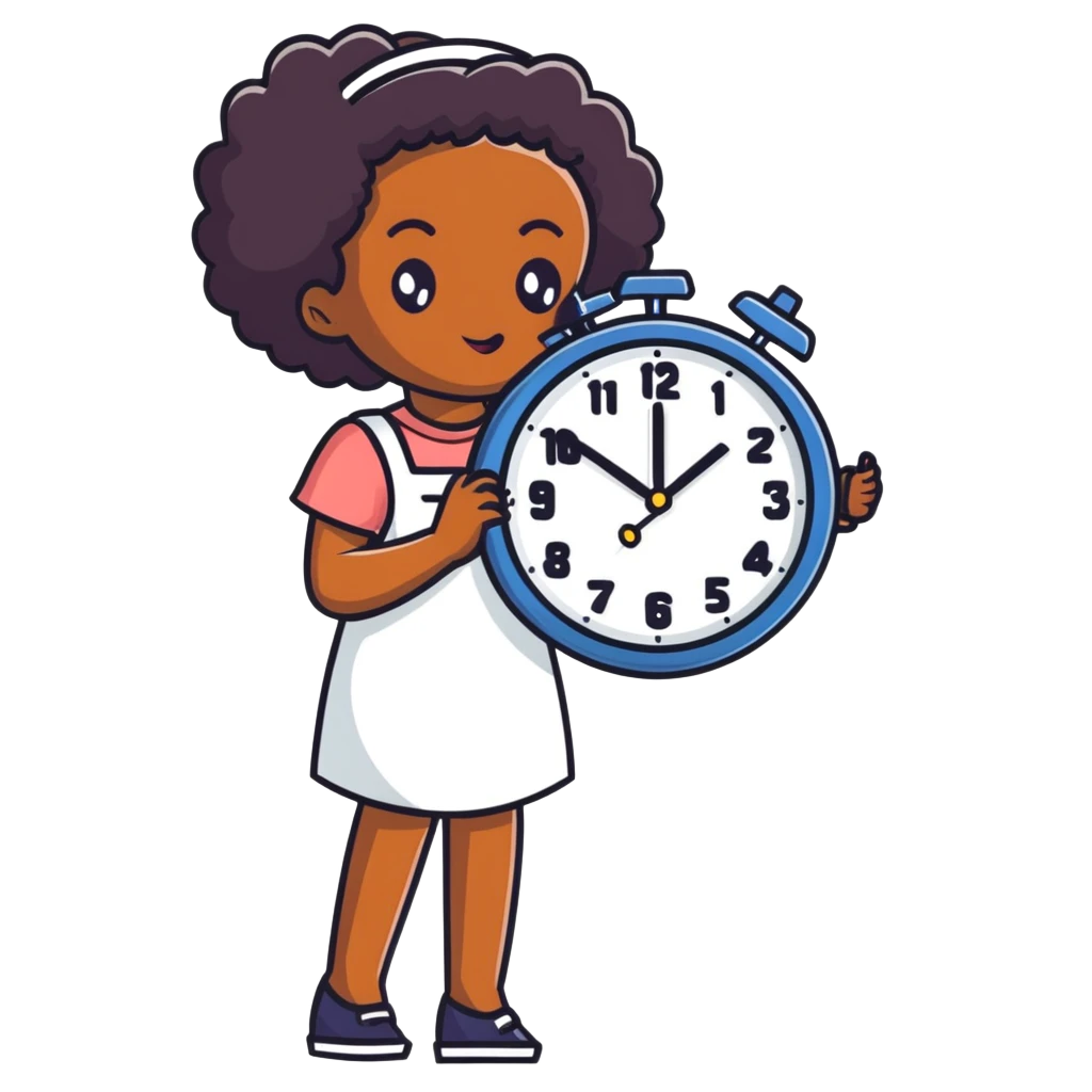 black girl with clock emoji