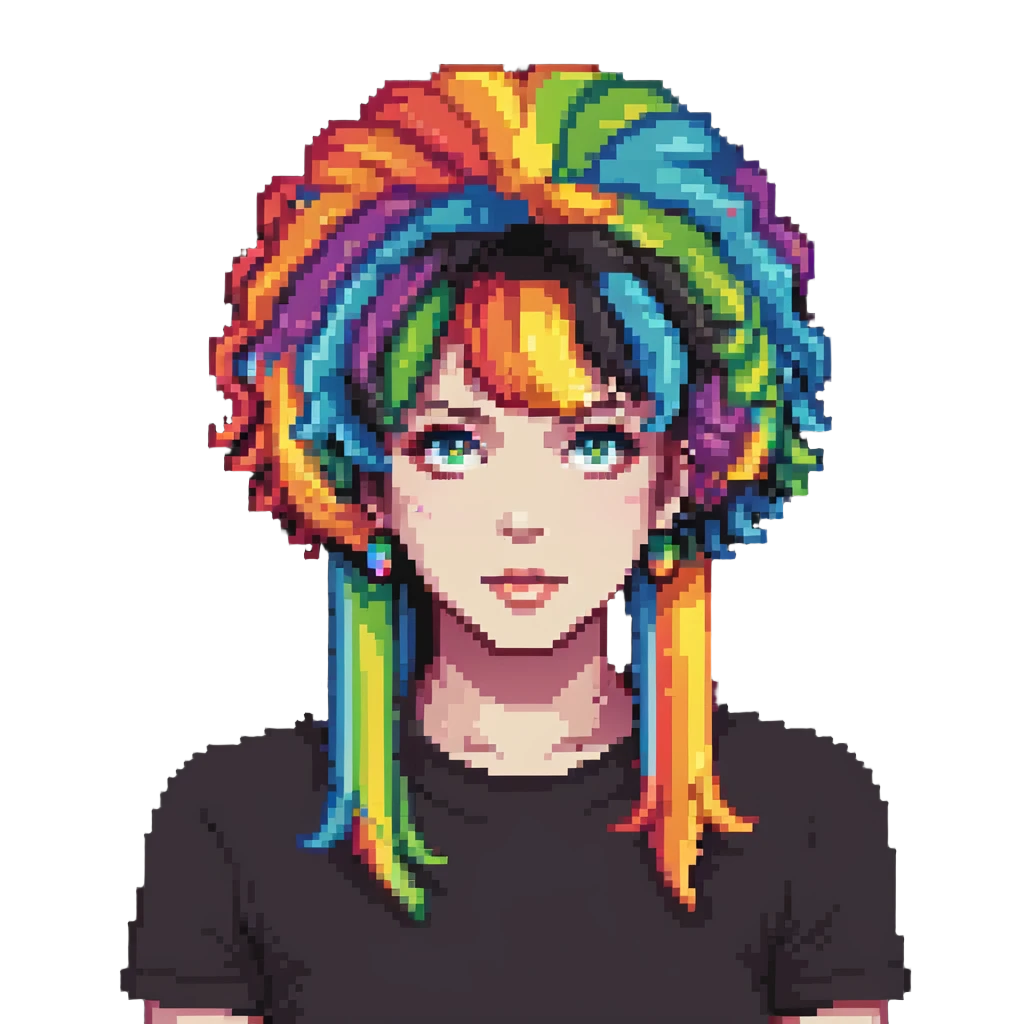 colorful rainbow wig emoji