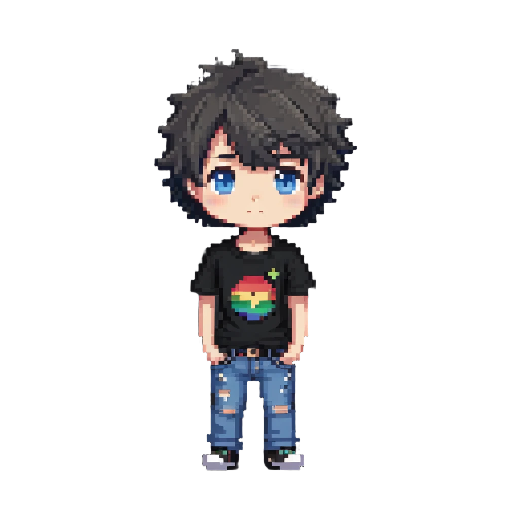 cute chibi boy with t-shirt and jeans emoji