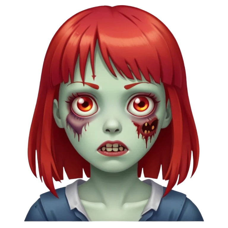 zombie girl with red hair and bangs  emoji