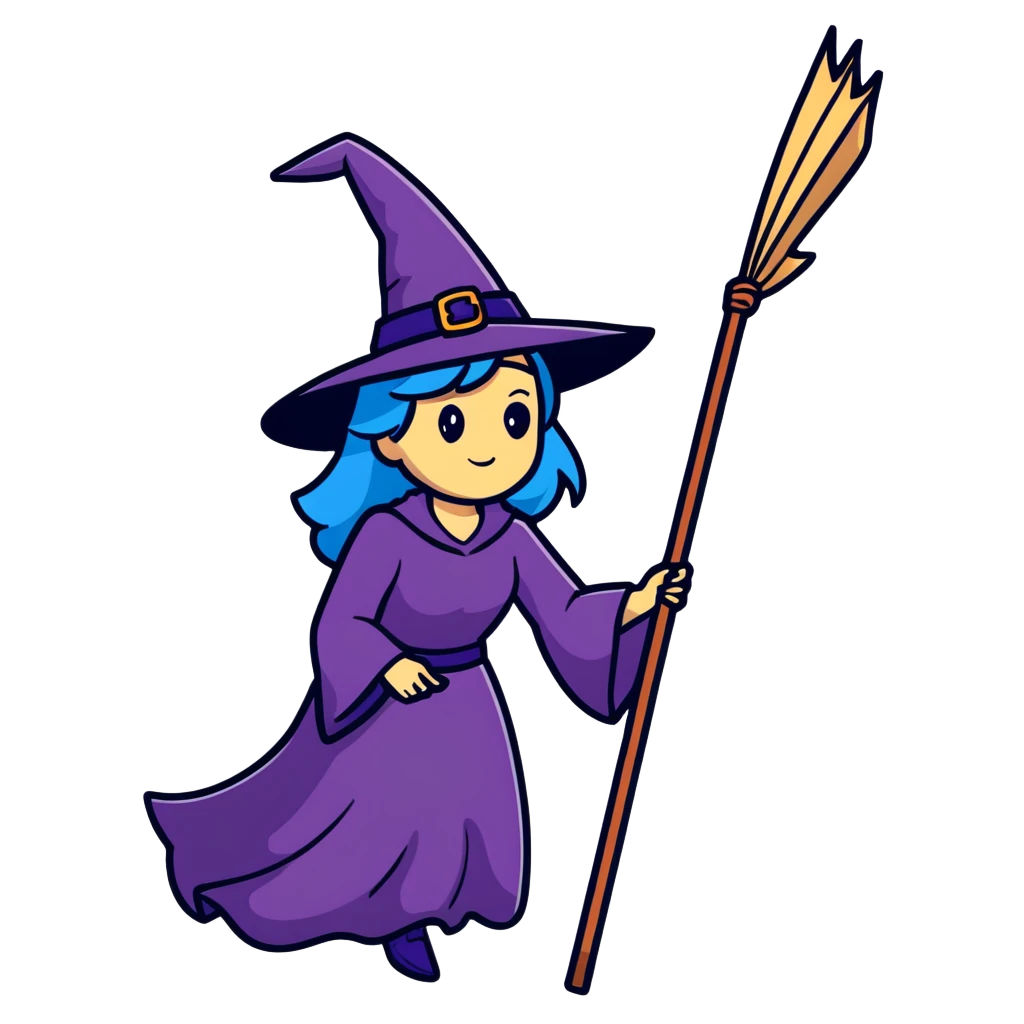 Witch cleaning emoji